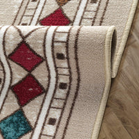 Bordered Non-Skid Low Profile Pile Rubber Backing Kitchen Area Rugs Beige