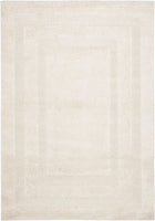 Cream Box Border Textured Thick Shag Area Rug