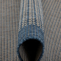 Medusa Odin Solid & Striped Border Indoor/Outdoor Blue Flatweave Area Rug