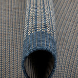 Medusa Odin Solid & Striped Border Indoor/Outdoor Blue Flatweave Area Rug