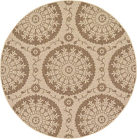 Indoor/Outdoor Botanical Collection Floral Abstract Transitional Flatweave Beige /Brown Area Rug