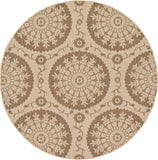 Indoor/Outdoor Botanical Collection Floral Abstract Transitional Flatweave Beige /Brown Area Rug