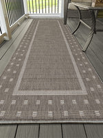 Sohaib Ottomanson Jardin Indoor/Outdoor Bordered Rug Grey