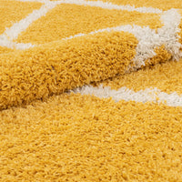Celina Yellow Moroccan Shag Diamond Trellis Pattern Area Rug