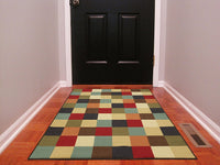 Checks Design Multi-color Area Rug Non-Slip/ No Skid
