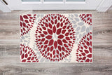 Floral Gray/Grey Red Area Rug