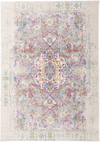 Vintage Medallion Floral Ivory Gray Multi-color Soft Area Rug