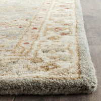 Handmade Traditional Oriental Premium Soft Wool Area Rug, Grey Blue / Beige