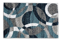 Blue Gray White Circles Soft Area Rug