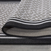 Jardin Indoor/Outdoor Bordered Runner Rug, Black, 2'X5',
