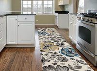 Floral Gray/Grey Yellow Blue Area Rug