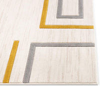 Good Vibes Fiona Gold Modern Geometric Lines  3D Texture Soft Area Rug