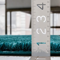 Ciel Teal Blue Ultra-Soft Multi-Textured Shimmer Pile Area Rug