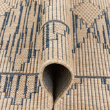 Beige Blue Indoor/Outdoor Flat Weave Pile Nordic Diamond Pattern Area Rug