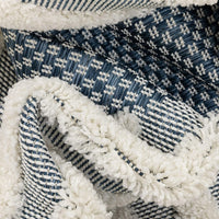 Bellagio Luna Tribal Moroccan Diamond Pattern Blue High-Low Flat-WeaveArea Rug