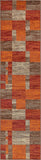 Warm Toned Checkered Multi-color Brown Orange Area Rugs