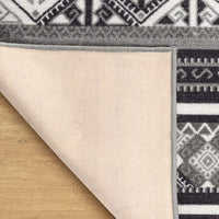 Moroccan Geometric Low Profile Pile Indoor Area Rugs Black