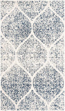 Geometric Trellis Distressed Cream Royal Blue Soft Area Rug