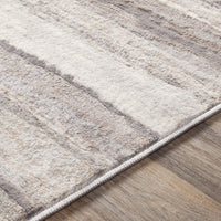 Robin Modern Striped Soft Area Rug, Medium Gray/Camel