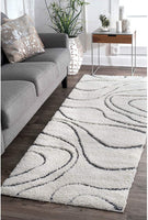 Ivory Gray Soft Plush Shag Area Rug