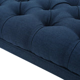 Knight Home Scarlett Fabric Ottoman Bench, Dark Blue