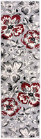 Gray/Grey Red White Floral Area Rugs