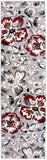 Gray/Grey Red White Floral Area Rugs
