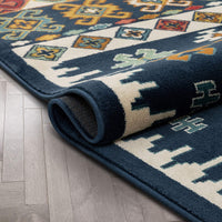 Ravia Blue Southwestern Medallion Area Rug