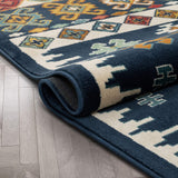 Ravia Blue Southwestern Medallion Area Rug