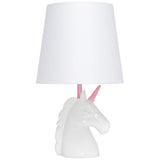 Simple Designs 16"H Sparkling Pink and White Unicorn Accent Table Lamp