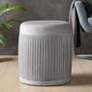 Christel Light Gray Velvet Fabric Accent Ottoman