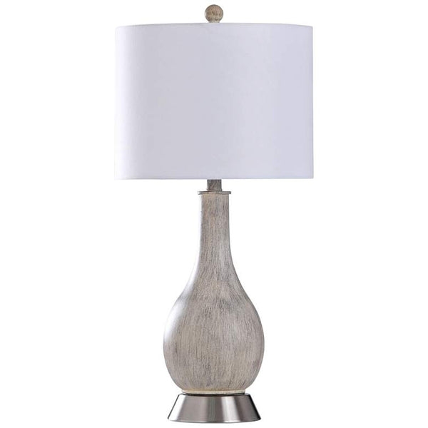 Baden Aged Egg Shell and Brushed Steel Vase Table Lamp