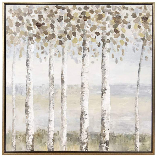 Birch Shade 30in X 40in Hand Painted Framed Textured Stretched Canvas