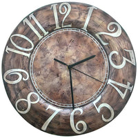 Eangee 13" Round Distressed Brown Capiz Shell Wall Clock