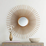 Amia Gold Leaf 31" Round Sunburst Wall Mirror
