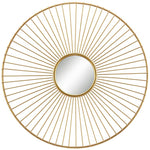 Sarra Gold Leaf Metal 33" Round Wall Mirror