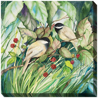 Chickadees 24" Square All-Weather Outdoor Canvas Wall Art