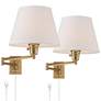 Clement Warm Gold Swing Arm Plug-In Wall Lamps Set of 2
