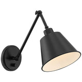 Crystorama Mitchell Matte Black Hardwire Plug-In Wall Lamp