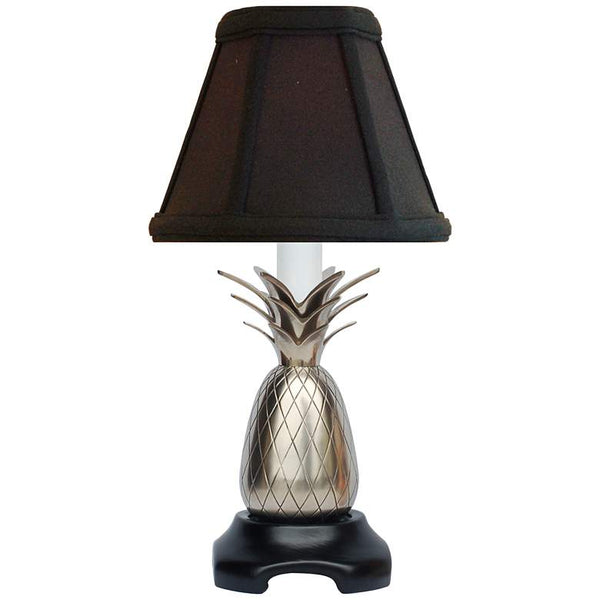 Wethersfield Pineapple Pewter Table Lamp with Black Silk Shade