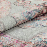 Ramon Pastel Green Machine Washable Vintage Distressed Persian Area Rug