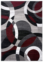 Red Gray Soft Circles Area Rug