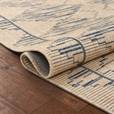 Beige Blue Indoor/Outdoor Flat Weave Pile Nordic Diamond Pattern Area Rug