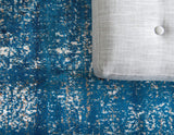 Vintage Distressed Bordered Blue Area Rugs