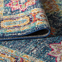 Bohemian Boho Vintage Medallion Navy/Red Rug