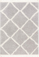 Celina Grey Moroccan Shag Diamond Trellis Pattern Area Rug