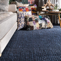 Chunky Loop Navy Blue   Jute Rug - Multiple sizes available