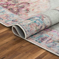 Ramon Pastel Green Machine Washable Vintage Distressed Persian Area Rug