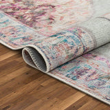 Ramon Pastel Green Machine Washable Vintage Distressed Persian Area Rug