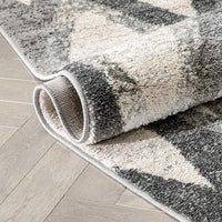 Pamplona Ivory & Grey Wavy Lines Abstract Geometric Pattern Area Rug